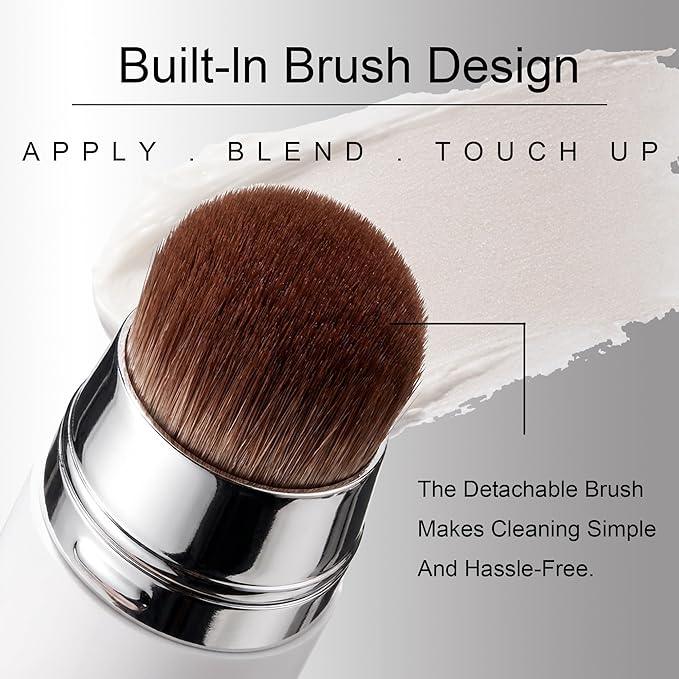 Color Changing Foundation Stick V, Korean Makeup Cream Stick 3 In 1- White Foundation- Full Coverage Hydrating Concealer Balm, 2PCS Dual-Ended With Detachable Brush