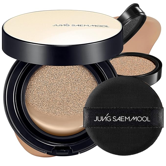 JUNG SAEM MOOL Essential Skin Nuder Cushion | Natural Finish, Buildable Coverage Cushion Foundation by Korean Makeup Artist (Refill Included, 0.98 Fl Oz, SPF 50), 25 Bronze