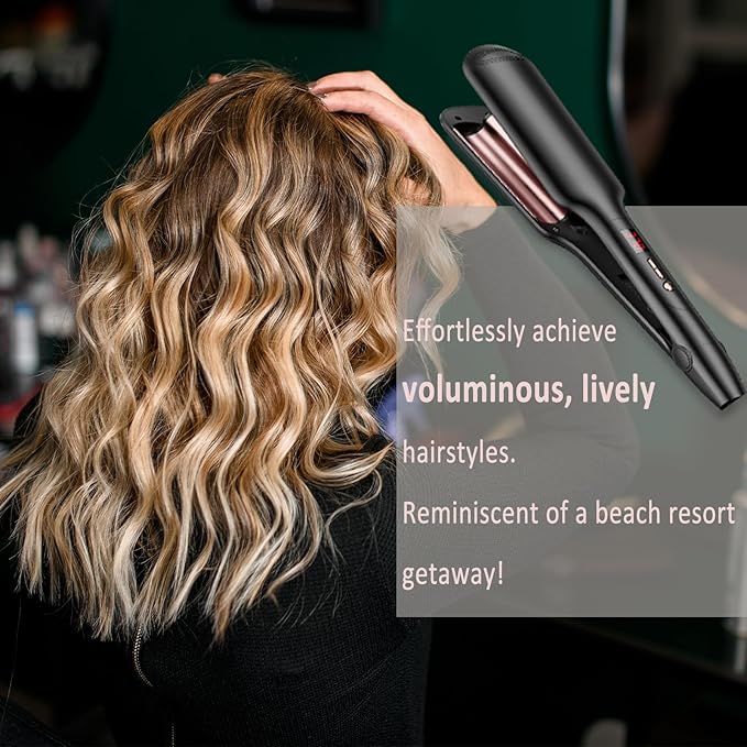 Double Barrel Curling Iron Wand, Wavy Crimper for Short Hair