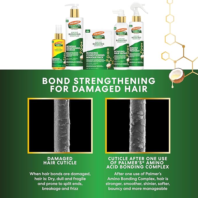 Palmer's Amino Bonding Complex Hair Mask,Intense Conditioning Masque Pack with Coconut Oil & Vitamin E,Heat Protectant,Anti Frizz,Adds Shine,Protects Hair Growth,All Types,2.1oz packette (Pack of 12)