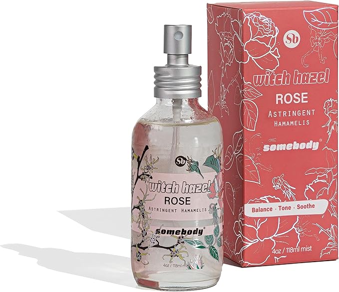 Somebody Rose Witch Hazel Astringent/Toner - Glass bottle, spray nozzle, Vegan