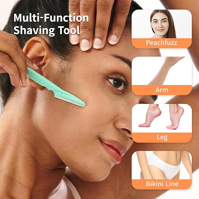 Tinkle Dermaplaning Tool 12ct, Dermaplane Razor for Women, Safe and Easy Peach Fuzz Remover, Eyebrow Trimmer with Protective Cover (4 Packs of 3)
