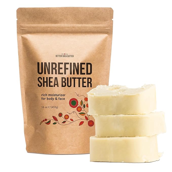 Raw Shea Butter - 100% Pure African Unrefined Shea Butter with Natural Smoky Scent | Moisturizer for Dry Skin & Hair, DIY Body Butter, Soap, Lip Balm - 1 lb Bar