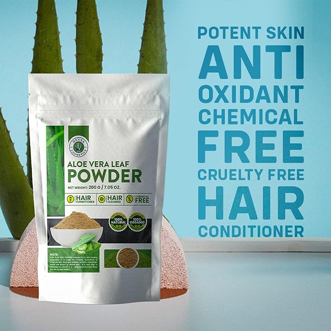 Aloe Vera Leaf Powder (Aloe Barbadensis), Moisturizer, Juice, Salve, for Hair and Skin | 100 Grams (3.53 Oz.) Natural, Pure, Organic