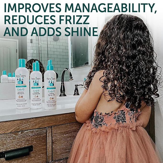 Fairy Tales Curly Q Hydrating Kids Conditioner – Paraben, Sulfate, Gluten, and Nut Free – For all Types of Curls Including Multi Cultural Hair – 32oz.