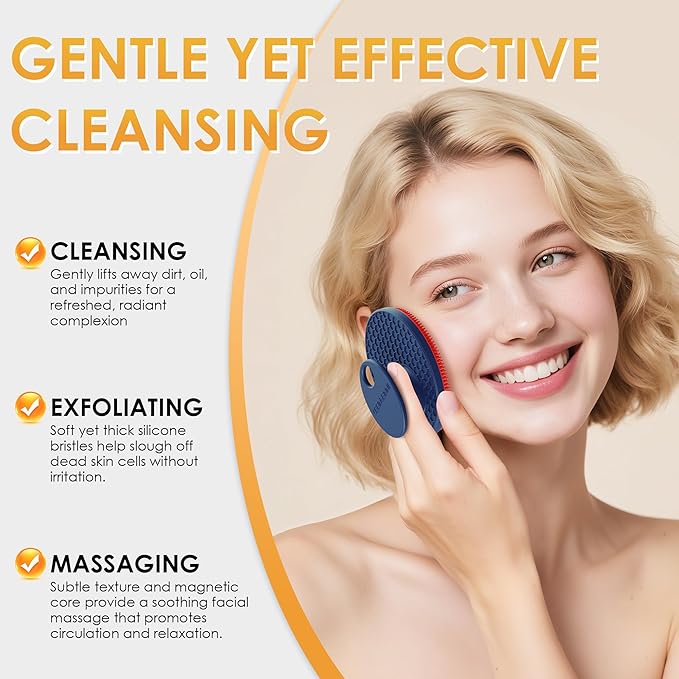 INNERNEED Magnetic Silicone Facial Cleansing Brush – Deep Pore Cleanser with Magnetic Therapy for Skin Circulation & Radiance – Soft, Hygienic, Durable – Gentle Face Scrubber for All Skin Types