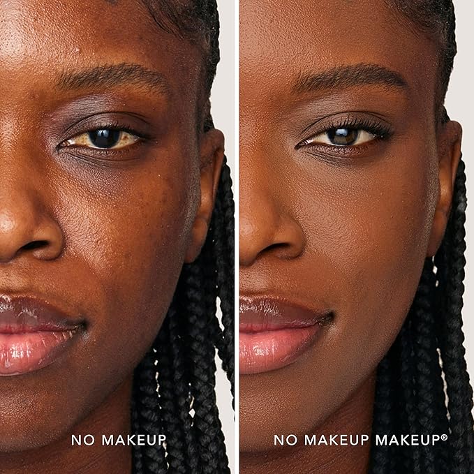 No Makeup Makeup Foundation + Brush Duo, Cream-Balm Formula Conceals, Corrects and Camouflages with Skin-Tone Adaptive Flexshade Technology, Buildable, Long-Lasting, Cruelty-Free, Vegan, Dark