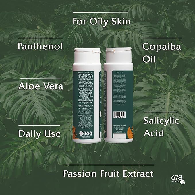 678Brazil Oil Control Deep Cleansing Astringent Lotion - Fresh and Pure Skin - Daily Use - for Oily and Acne-Prone Complexion - Copaiba, Salicylic Acid, Passion Fruit, Aloe Vera - 200ml / 6.76fl.oz