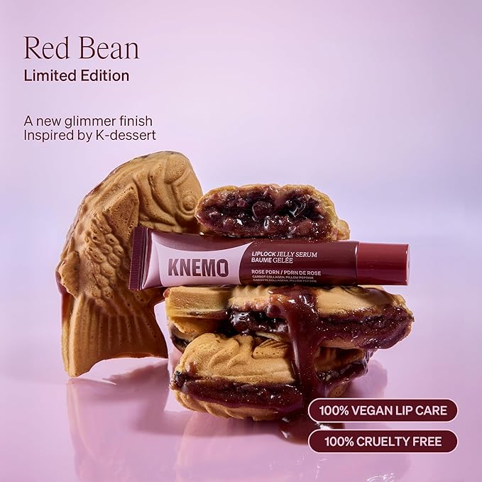LipLock Jelly Serum for Dry Lips, Long-Lasting Hydration & Plumping Gloss with Rose PDRN, Carrot Collagen, Pillow Peptide, Moisturizing Tinted Lip Balm (Red Bean)