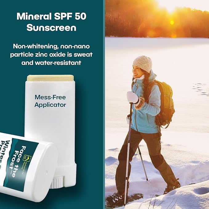 Adventure Ready Mineral Sunscreen Stick for Face - SPF 50 Broad Spectrum with Zinc Oxide & Dimethicone for Winter Skin Protection - Nourishing Butter Blend - Paraben and Fragrance Free, 0.65 oz