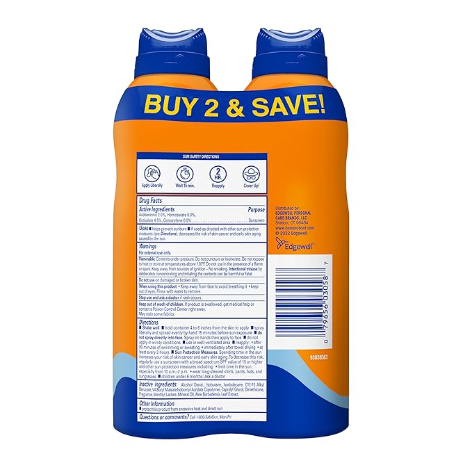 Banana Boat Sport Cool Zone SPF 30 Sunscreen Spray Twin Pack | Spray Sunscreen SPF 30, Sunblock, Oxybenzone Free, 6oz each