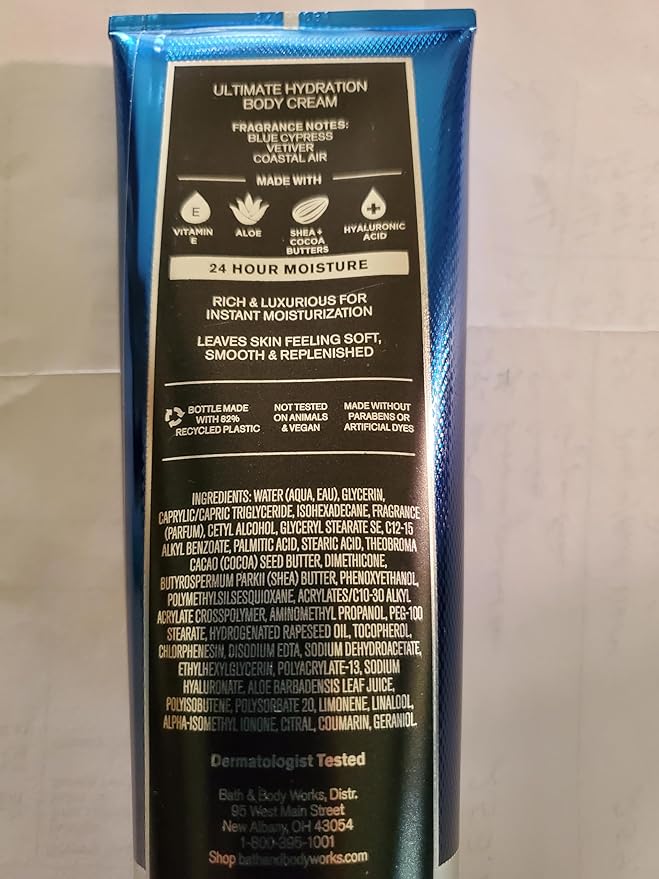 Bath & Body Works Men's Freshwater, Graphite, Ocean Ultimate Hydration Body Creams 8 Ounces Pack of 3