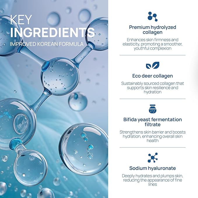 Welaroise Bio Protein Collagen Hydrogel Deep Face Mask +35% More Collagen, Intense Hydration & Moisturization, Firming, Anti-Aging, Skin Renewal, Korean Skincare (Pack of 5)