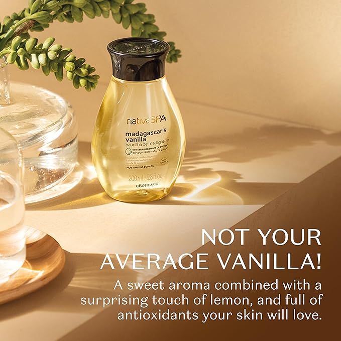 Nativa SPA by O Boticário, Madagascar Vanilla Body Oil, Soothing & Moisturizing, 6.8 Ounce