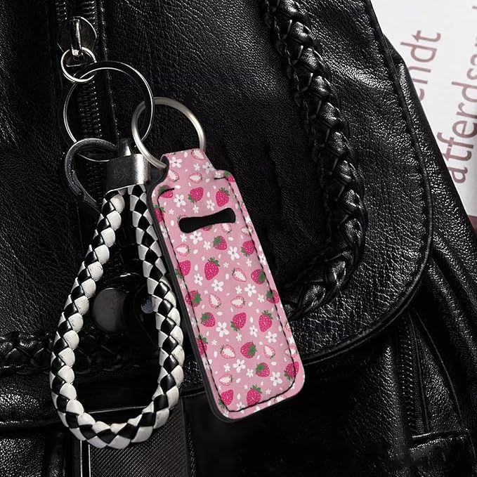 Lipstick Holder Keychain, Cute Keychains for Lip Balm Holder, Neoprene Lipstick Sleeve Pouch for Women Men Teens