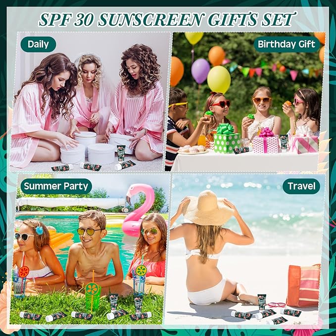 24 Pcs Mini Sunscreen Bulk for Summer Wedding Party Spf 30 Water Resistant Sunscreen Lotion Bulk 1oz Travel Size for Thank You Gifts Wedding Party Supplies(Skin Color Cream,Flamingo)