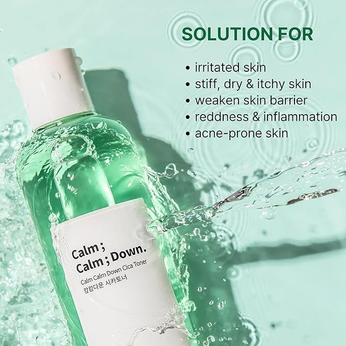 Calm Calm Down CICA Ampoule Toner – Daily Hydrating & Soothing Toner for Sensitive, Acne-Prone Skin with Centella & Madecassoside | Korean Skincare 8.45 fl.oz