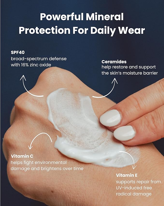 UV-X Mineral Sunscreen SPF 40 – Broad Spectrum Daily Facial Sunscreen, 1.75 oz (50g) (Non-Tinted)