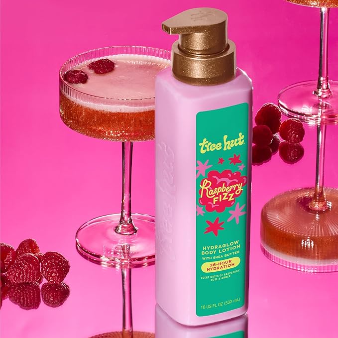 Tree Hut Hydraglow Body Lotion Raspberry Fizz, Hydrating & Nourishing Daily Moisturizer for Smooth, Radiant Skin, Lightweight Fast-Absorbing Formula, 18 fl oz