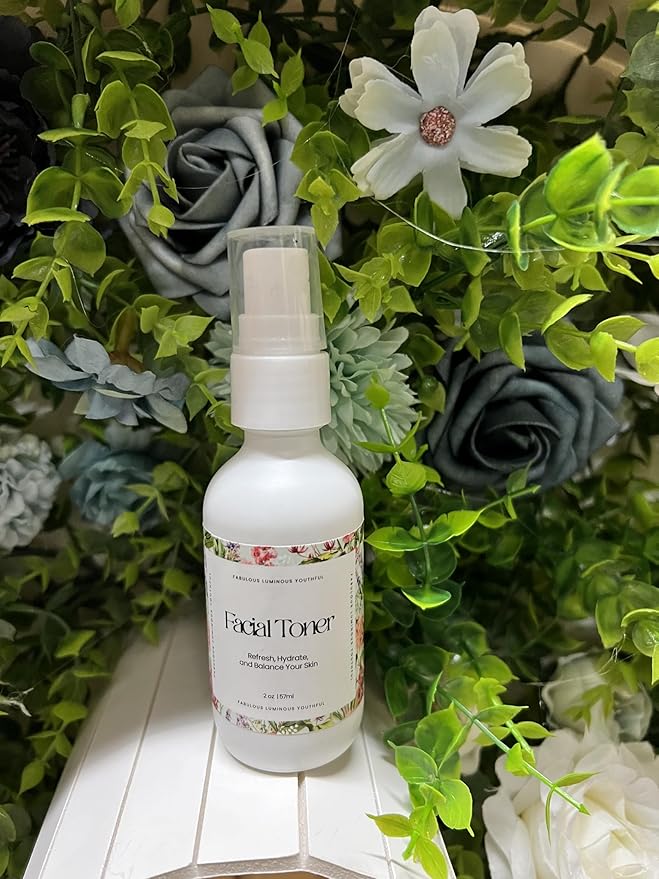 Facial Toner Hydrating Spray with Floral Extracts, 2 oz, White Bottle with Pump Dispenser