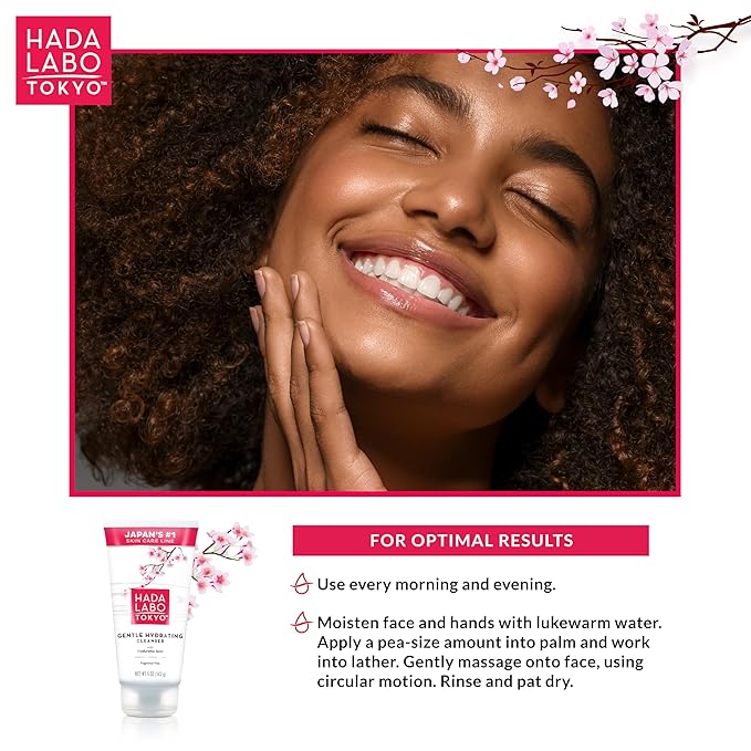 Hada Labo Tokyo Gentle Hydrating Foaming Facial Cleanser, Fragrance-Free Sensitive Skin Face Wash with Hyaluronic Acid and Conditioning Agents Soften Skin, Locks In Moisture, 5.0 Oz