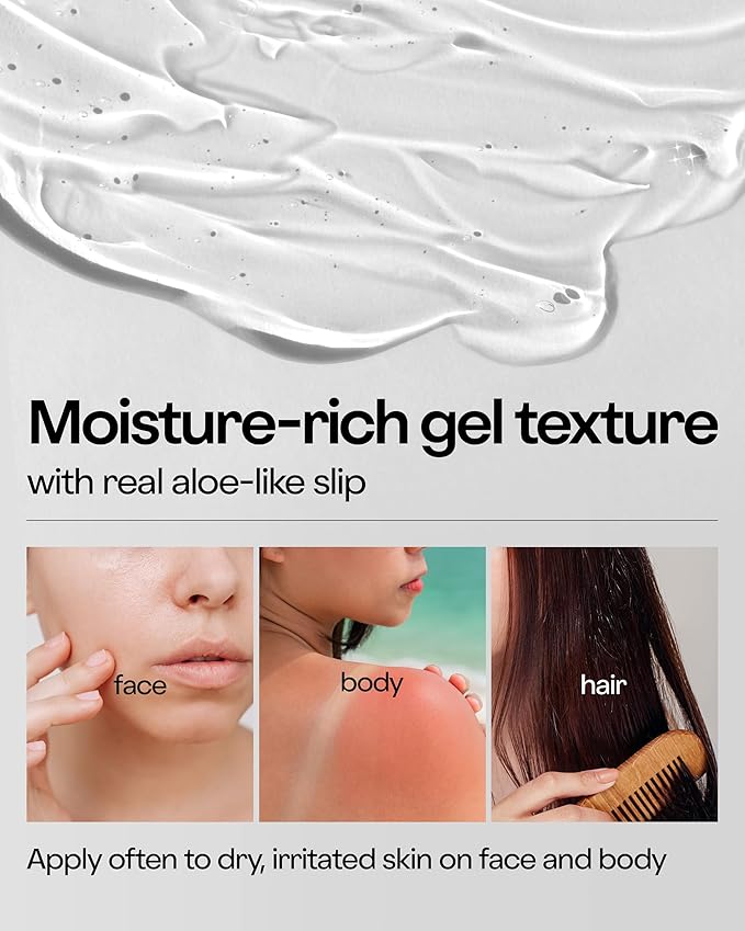 Holika Holika Aloe 99% Soothing Gel, 8.5 Ounce, 250ml - No Sticky 99% Aloe Vera Sunburn Relief - Moisturizing, Fast Absorbing for Face, Skin, Body&Hair