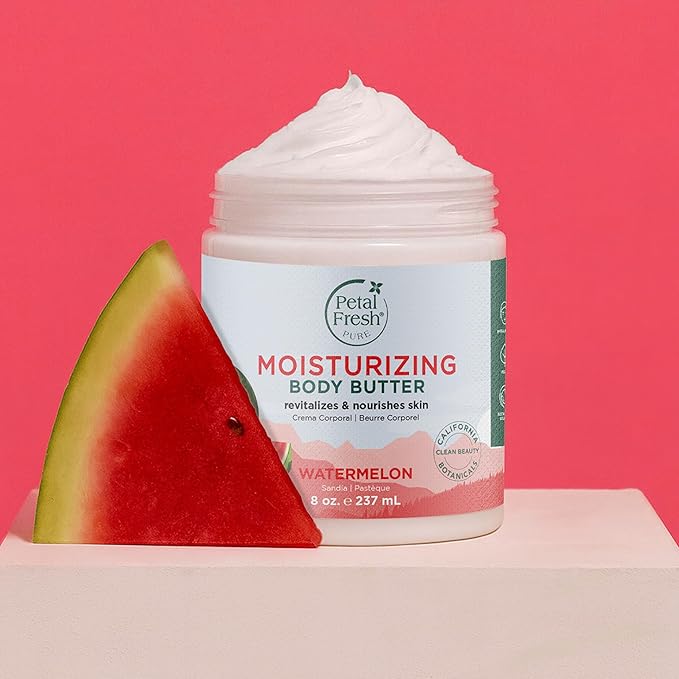 Petal Fresh Pure Moisturizing Watermelon Body Butter, Shea Butter, Coconut Oil, Aloe Vera, For All Skin Types, Vegan and Cruelty Free, Non-Greasy, 8 oz – MADE IN USA