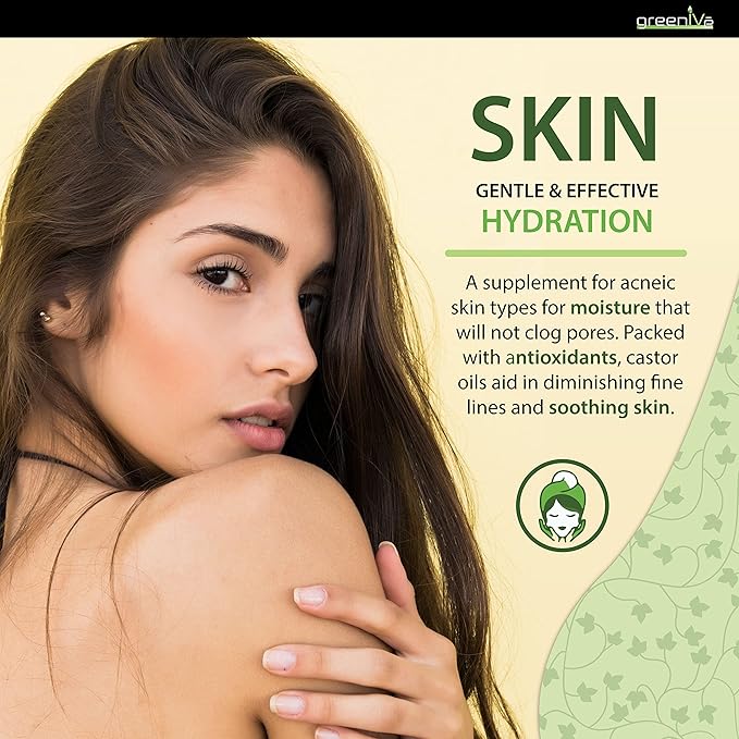 GreenIVe 100% Pure Castor Oil – Cold-Pressed, Hexane-Free – Hair, Eyebrows, Eyelashes, Skin Moisturizer, Castor Pack Wrap Oil Glass Bottle (4 Fl oz)