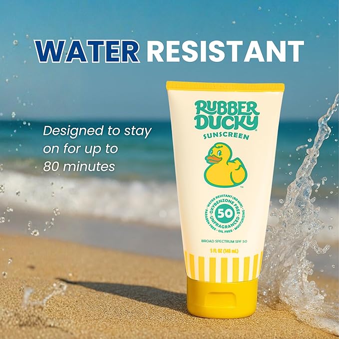 Rubber Ducky | Vitamin E Sunscreen with SPF 50, Water-Resistant Sunscreen for Face and Body | Broad Spectrum Lotion, Oil-Free Moisturizing, Alternative for Moisturizing Sunblock (2pcs., 5oz)