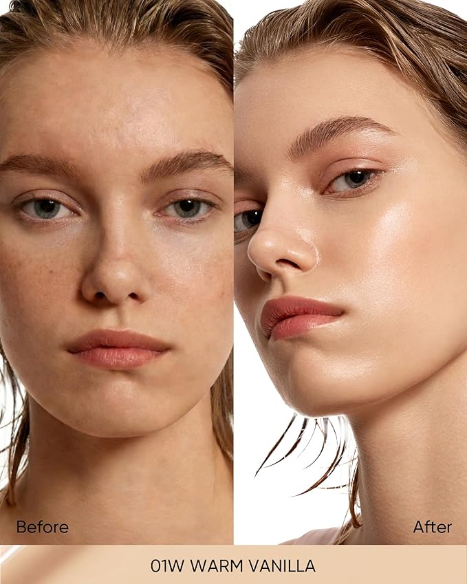 Full Coverage Cushion Foundation #01W WarmVanilla| Satin Glow Finish, Oil-Control & Waterproof, Buildable Tattoo Cover Cushion for All Skin Types