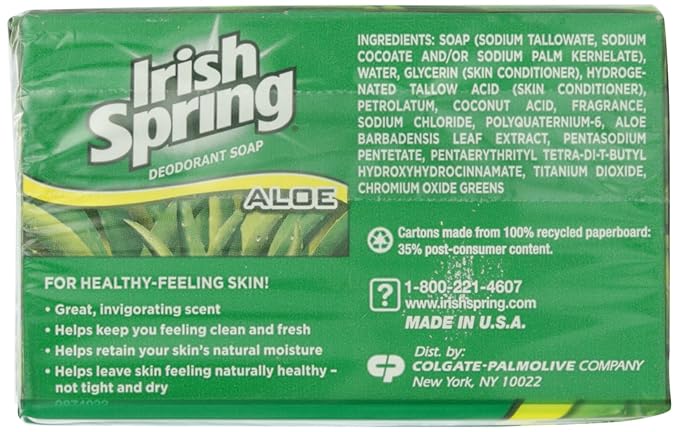 Irish Spring Deodorant Bath Bar Aloe,3.75 Ounce, 3 Count