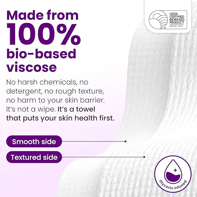 CLEAN SKIN CLUB Healthy Aging Clean Towels® XL, Smooths Fine Lines Wrinkles & Texture, Disposable Face Dry Wipes, XL - 1 Pack (50 count)