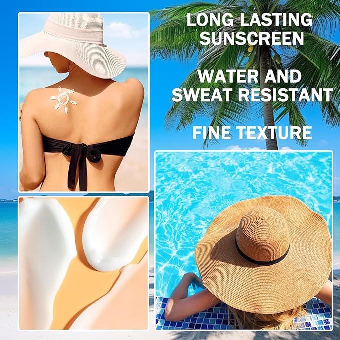 2PCS Face Sunscreen SPF 50,Waterproof Sun Screen SPF 60,Lightweight Face Sunscreen for Women Men,Non-greasy Sunblock,Moisturizing Body Sun screen Lotion for All Skin Types