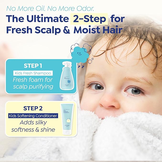 GOONGBE Kids Fresh Shampoo – Oily Scalp Deep Cleanse for Active Kids – Micellar Purifying with Moringa Extract – Silicone-Free Low pH, Allergen-Free, Korean K-Beauty Scalp Care, 10.1oz