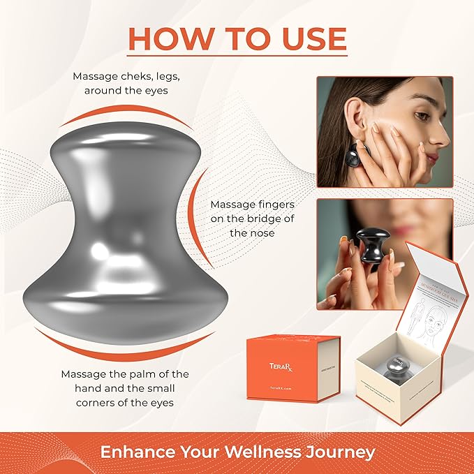 TeraRX® Terahertz Stone Gua Sha & Massage Tools – Authentic Terahertz Tools for Lymphatic Drainage, Tension Relief, and Facial Relaxation (Mushroom Gua Sha)
