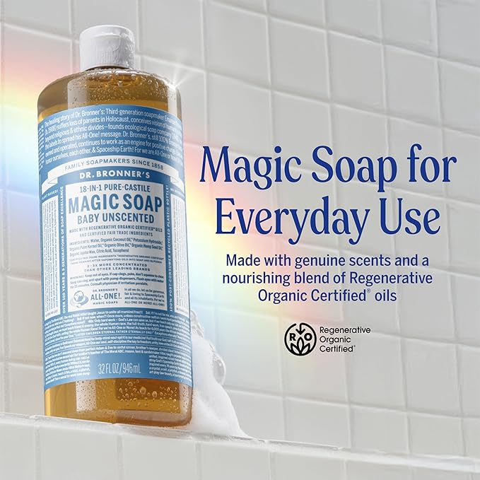 Dr. Bronner’s - Pure-Castile Liquid Soap (Baby Unscented, 32 Ounce)
