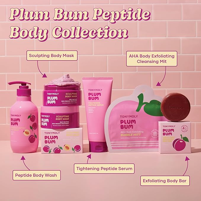 TONYMOLY Plum Bum Peptide Hydrating Body Wash – Moisturizing & Nourishing Cleanser with Plum Extract, Peptides & Glycerin – Gentle Korean Body Wash for Soft, Smooth, Radiant Skin, 13.5 fl oz