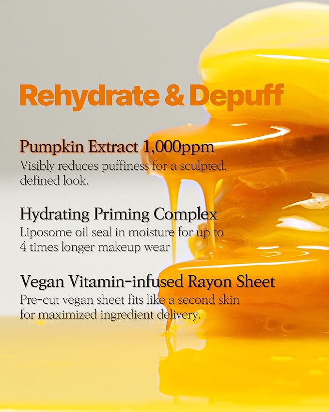 Pumpkin Toner Pads | De-Puffing Face Pads for Morning Puffiness & Puffy Eyes | Makeup Prep Pad with Hyaluronic Acid & Niacinamide | Smooth Texture, Hydrating Toner Pad | Korean Skin Care