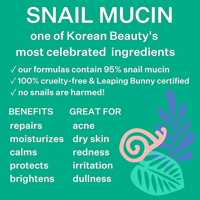 Peach Slices Snail Rescue Bundle | Blemish Busting Toner, Oil-Free Moisturizer & Wash-Off Mask | 95% Snail Mucin Concentrate | All Skin Types