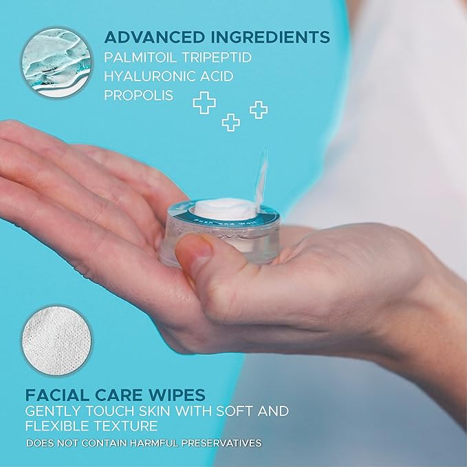 Handy Towel Anti-Aging Facial Care Wipes, Purifying Nourishing Face Care Wipes, Hyaluronic Acid Reducing Wrinkles Skin Care Towelettes, Facial Pores Clansing Moisturizing Hydrating Wipes, 8 Count