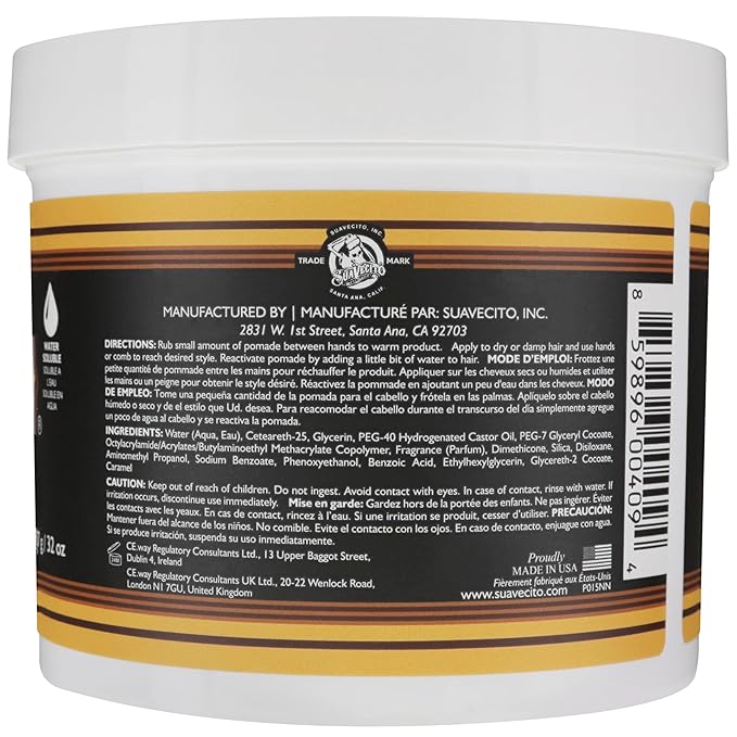 Suavecito Strong Hold Hair Pomade For Men, 32 oz - Medium Shine Water Based Wax Like Flake Free Hair Gel - Easy To Wash Out - All Day Hold For All Hair Styles