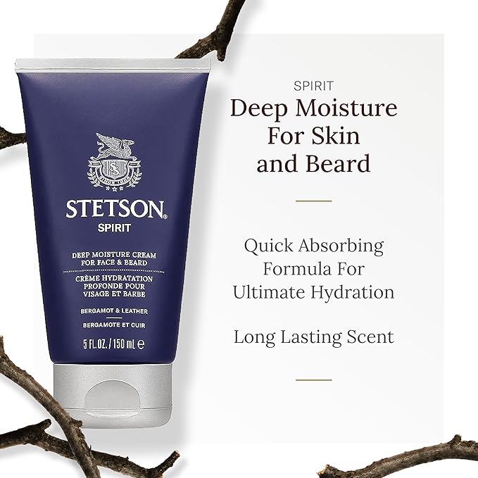 SCENT BEAUTY STETSON Personal Care Face & Beard Moisturizer Facial Moisturizer for Men - Cream for Face & Beard - 5 oz - 3 Pack - Spirit Fragrance