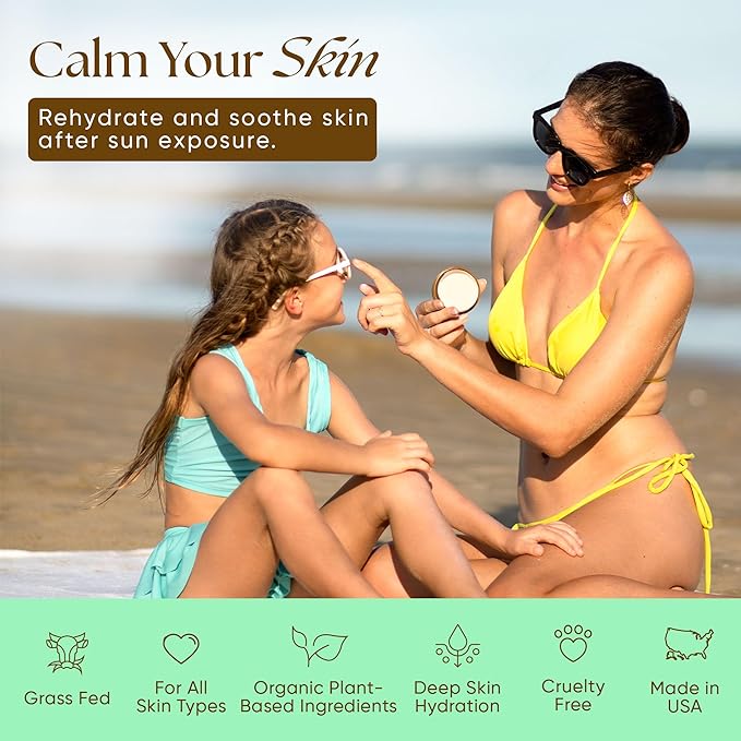 Eat My Face Tallow Moisturizer & Aloe After Sun Repair Cream Set – Grass Fed Beef Tallow Skincare with Shea, Cocoa Butter, Jojoba Oil & Vitamin E – Nourishing Vanilla Cream Duo, 4oz Each