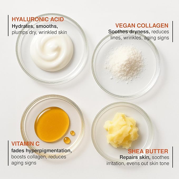 Vitamin C & Collagen Face Moisturizer –Dermatologist Tested, Anti Aging Day Cream, Korean Skin Care – Hydrating, Firming & Plumping – Vegan, Clean Beauty, Cruelty-Free – 1.69 Fl Oz