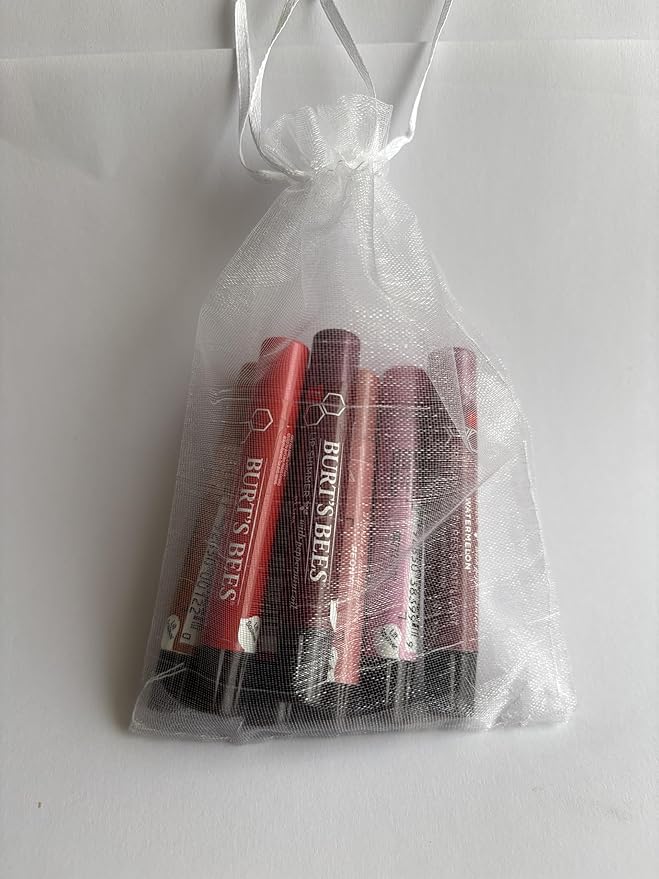 Burt's Bees 7 Pack 100% Natural Lip Shimmer Gift Set PICKED at RANDOM - Apricot, Cherry Champagne, Peony, Rhubarb, Guava, Watermelon, Carmel, Fig, Plum