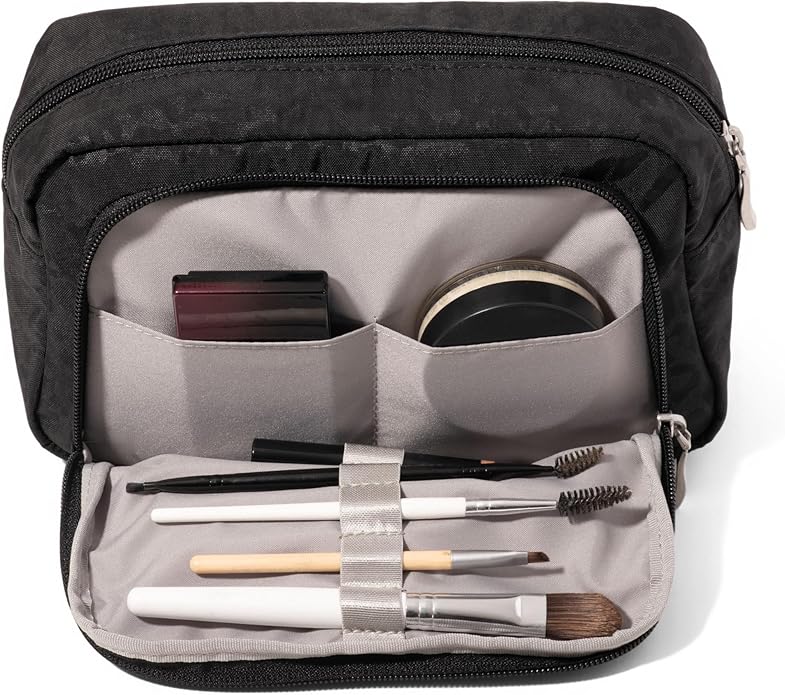 Pocket Cosmetic with Brush Organization - Lightweight 9.4”x5.5”x3.5” Makeup Bag - Travel Essentials Makeup Organizer
