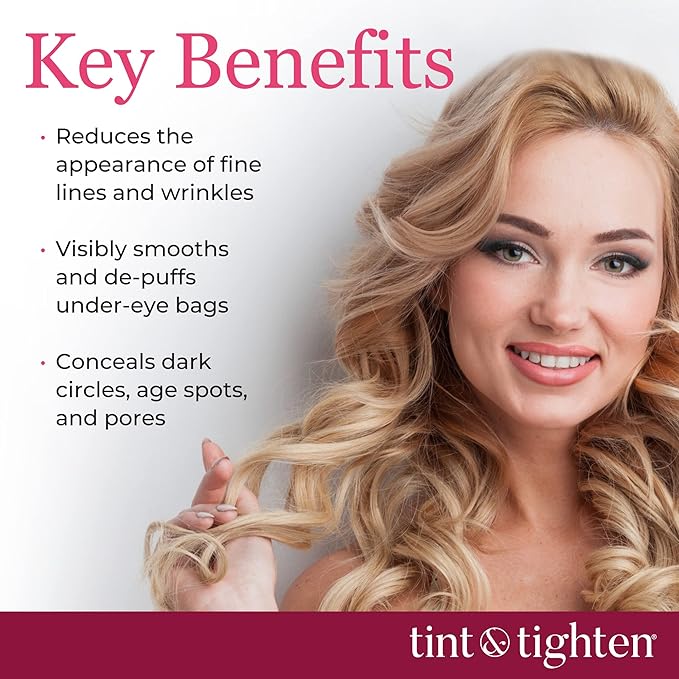 Tint and Tighten Color Smoothing Eye Cream for Wrinkles – Anti Aging Cream Visibly Reduces Under Eye Wrinkles – Eye Cream for Dark Circles and Puffiness – Instant Eye Bag Remover