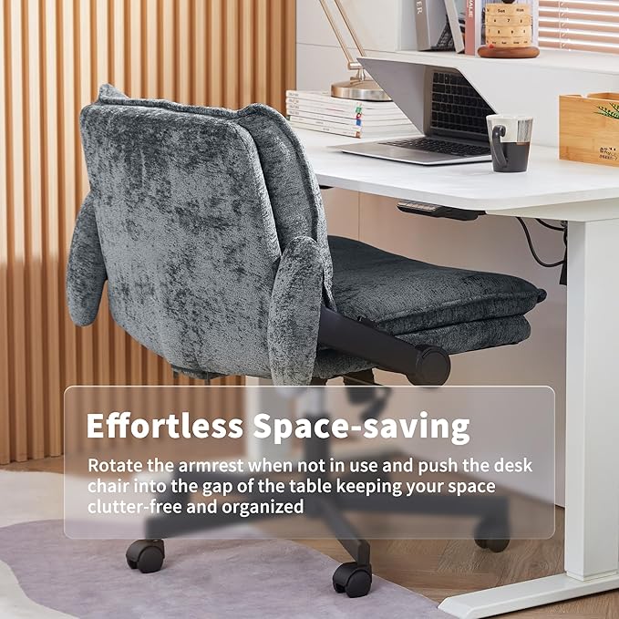 Cross Legged Office Chair, Height Adjustable Swivel Desk Chair with Flip-Up Arms, Padded Criss Cross Chair for Home Office & Bedroom