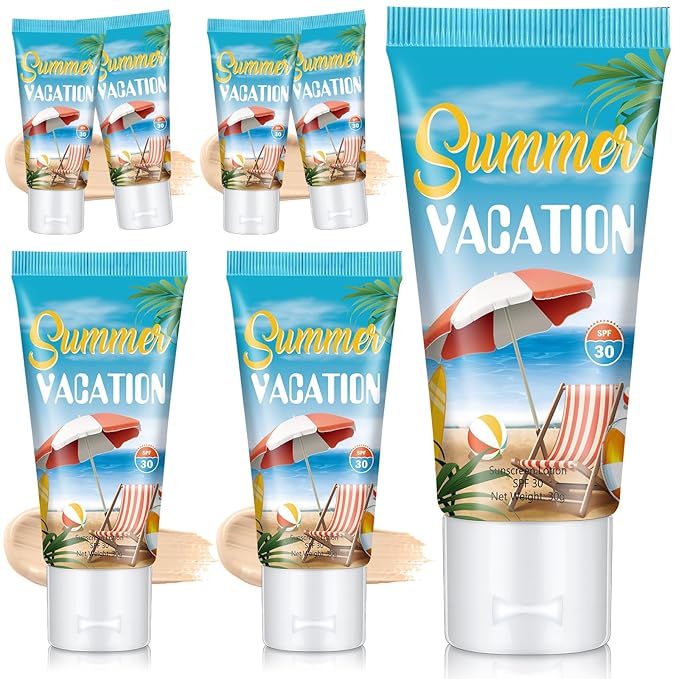 6 Pcs Mini Tinted Sunscreen Bulk for Summer Vacation Party Spf 30 Water Resistant Sunscreen Lotion Bulk 1 oz Travel Size for Thank You Gifts Summer Vacation Party Supplies
