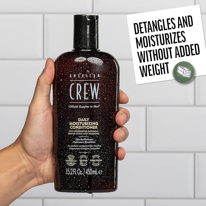 AMERICAN CREW Conditioner for Men,Daily Moisturizer,Naturally Derived,Vegan Formula,Citrus Mint Fragrance,33.8 Fl Oz,(Pack of 2)